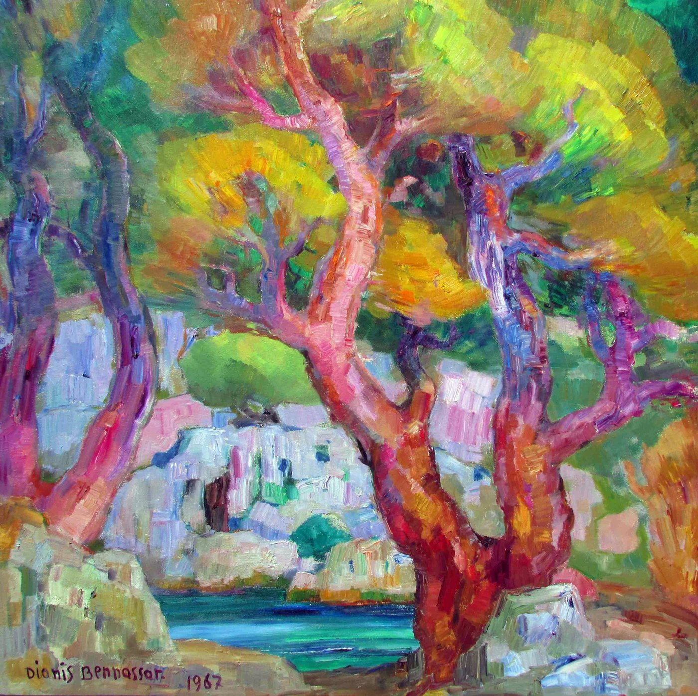 Dionís Bennàssar, pine trees over a cove, 1967